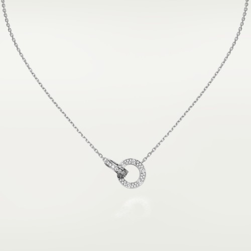 LOVE 2 rings, L410mm D7.6mm necklace 48-Diamond White gold