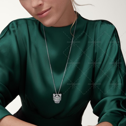 PANTHERE DE L657mm necklace 347-Diamond Emerald Onyx White gold