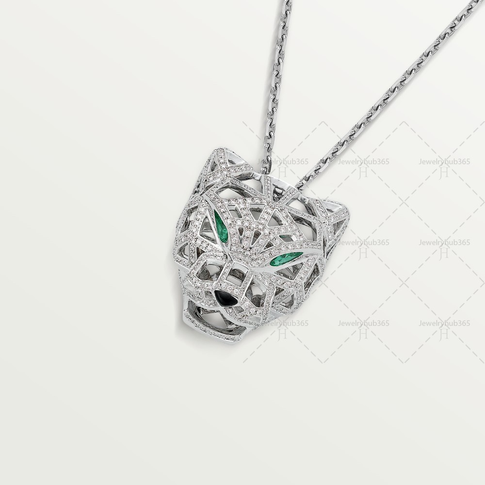 PANTHERE DE L657mm necklace 347-Diamond Emerald Onyx White gold