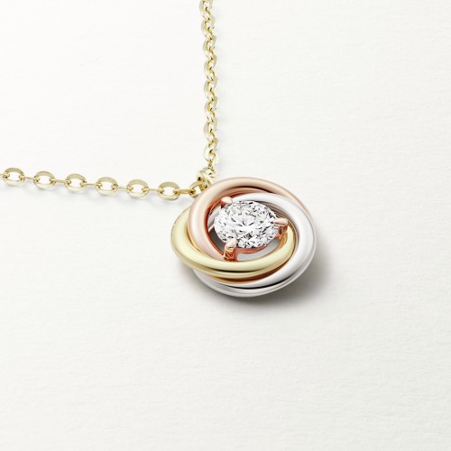 TRINITY L36-40mm D8.7mm necklace 1-Diamond Yellow/White/Rose gold