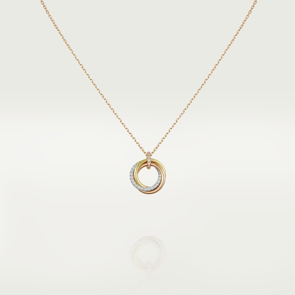 TRINITY necklace 33-Diamond Yellow/White/Rose gold