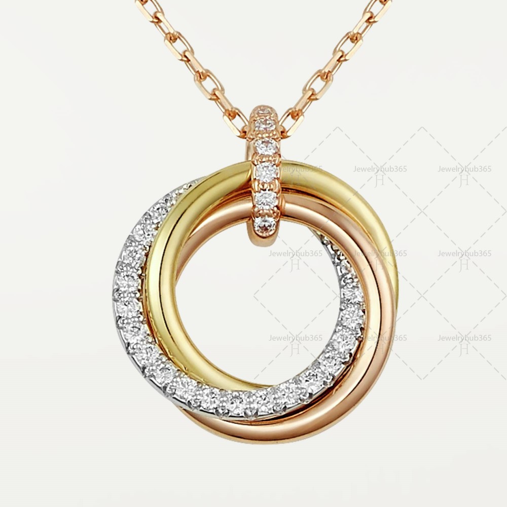 TRINITY necklace 33-Diamond Yellow/White/Rose gold