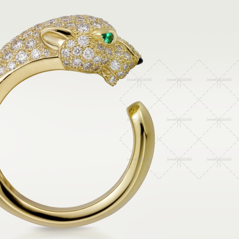 PANTHERE DE W11.05mm ring 137-Diamond Emerald Onyx Yellow gold