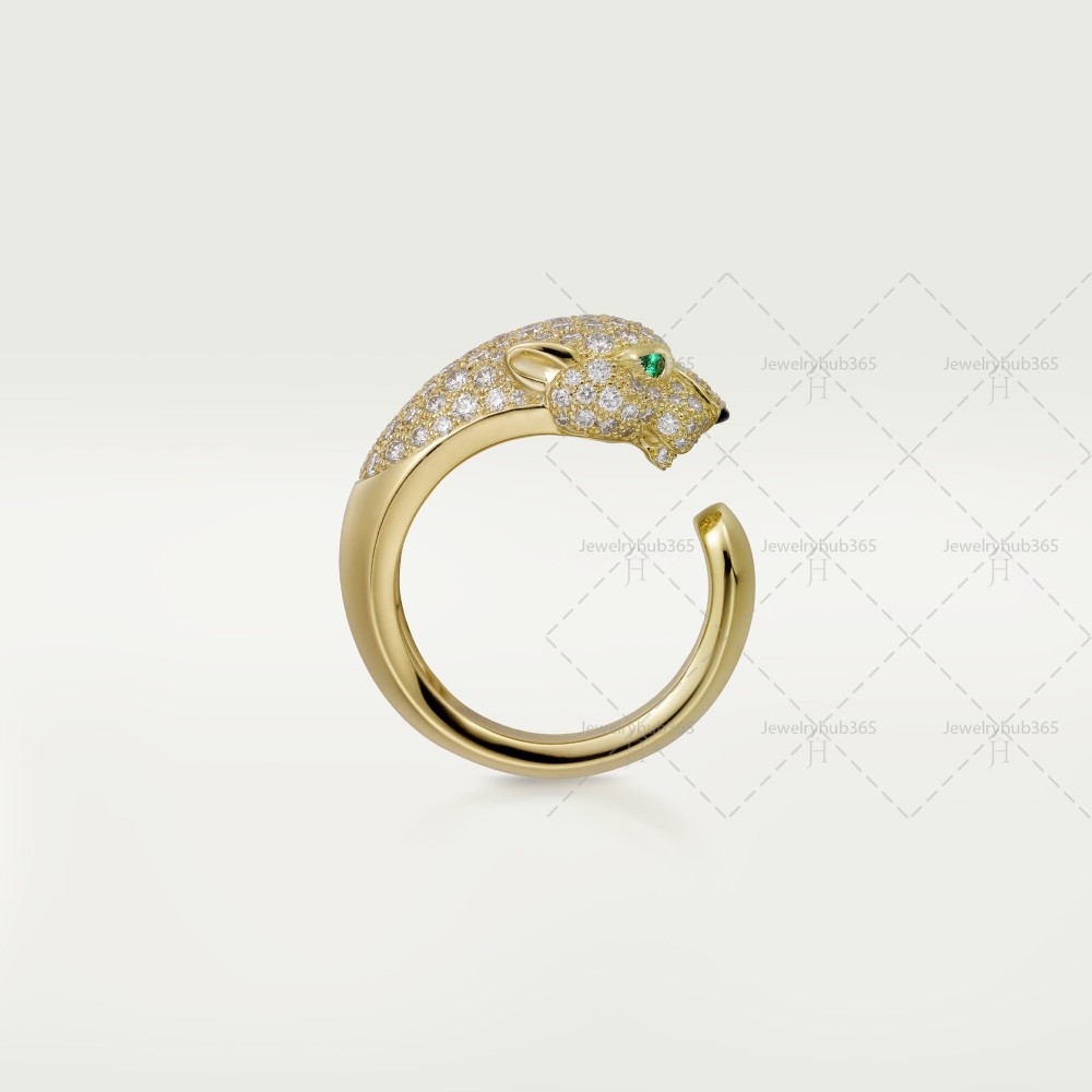 PANTHERE DE W11.05mm ring 137-Diamond Emerald Onyx Yellow gold