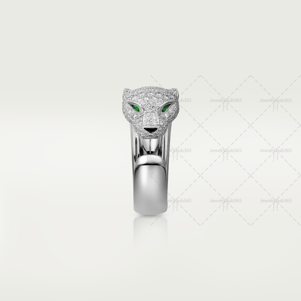 PANTHERE DE W11.05mm ring 137-Diamond Emerald Onyx White gold