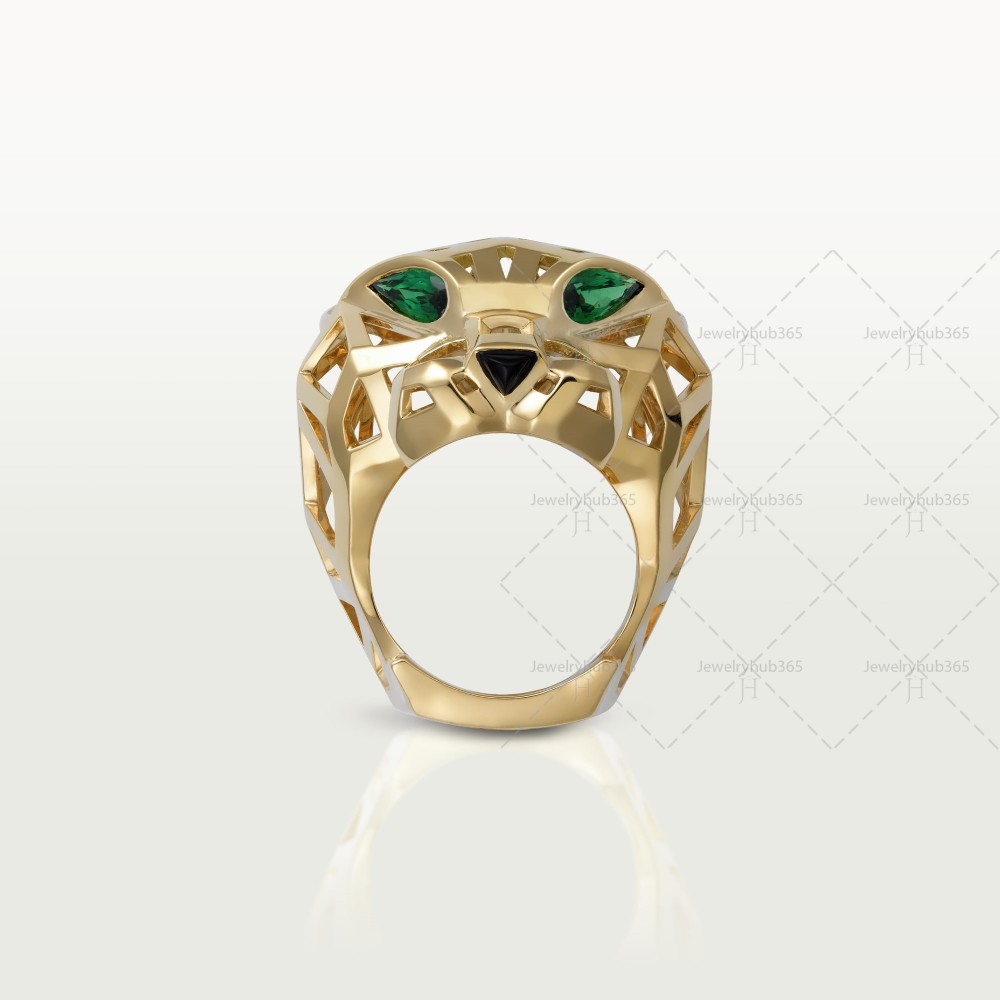 PANTHERE DE W25.64-31.81mm ring Tsavorite Garnets Onyx Yellow gold