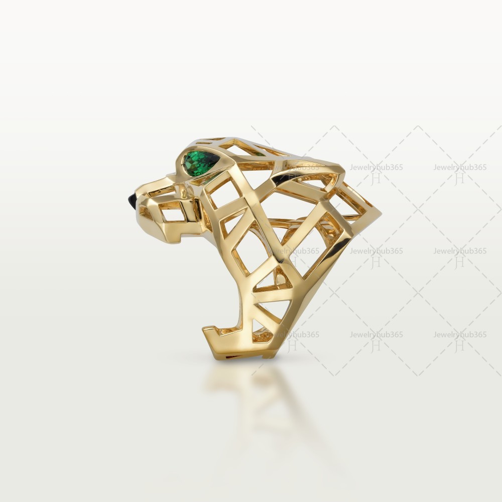 PANTHERE DE W25.64-31.81mm ring Tsavorite Garnets Onyx Yellow gold