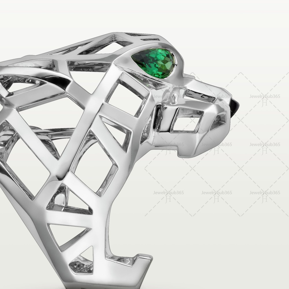 PANTHERE DE W25.64-31.81mm ring Tsavorite Garnets Onyx White gold