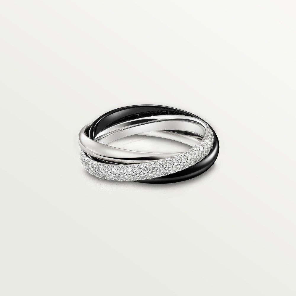 TRINITY W2.5mm ring small model 104-Diamond Black Ceramic White gold