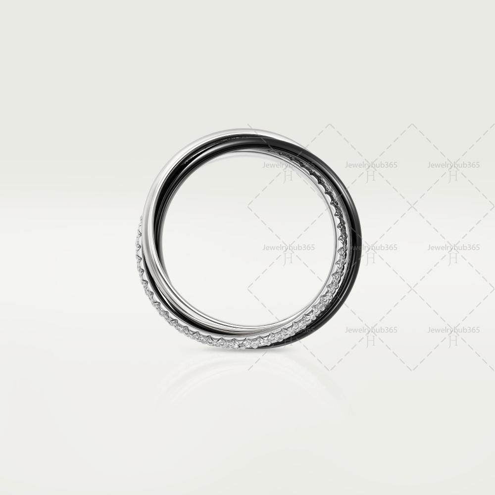 TRINITY W2.5mm ring small model 104-Diamond Black Ceramic White gold