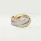 TRINITY W4.4mm ring large model 600-Diamond Yellow/White/Rose gold