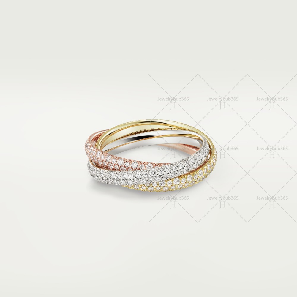 TRINITY W2.5mm ring small model 312-Diamond Yellow/White/Rose gold