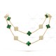 Vintage Alhambra long necklace 20 motifs Malachite Diamond Yellow gold