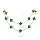 Vintage Alhambra long necklace 20 motifs Malachite Yellow gold