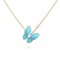 Two Butterfly pendant  2-Diamond Turquoise Yellow gold