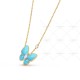 Two Butterfly pendant  2-Diamond Turquoise Yellow gold