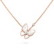 Two Butterfly pendant  2-Diamond Mother-of-pearl Rose gold