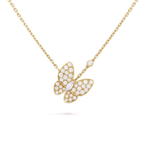 Two Butterfly pendant  36-Diamond Yellow gold