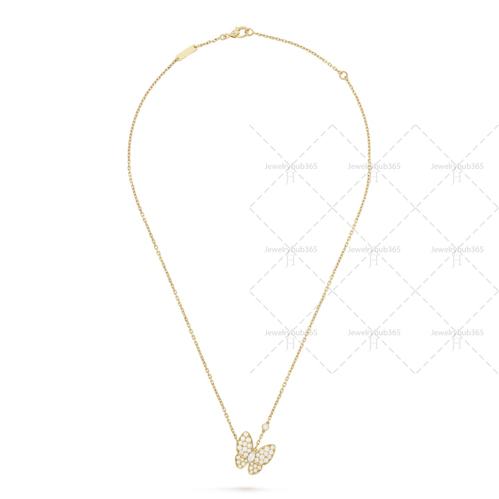 Two Butterfly pendant  36-Diamond Yellow gold