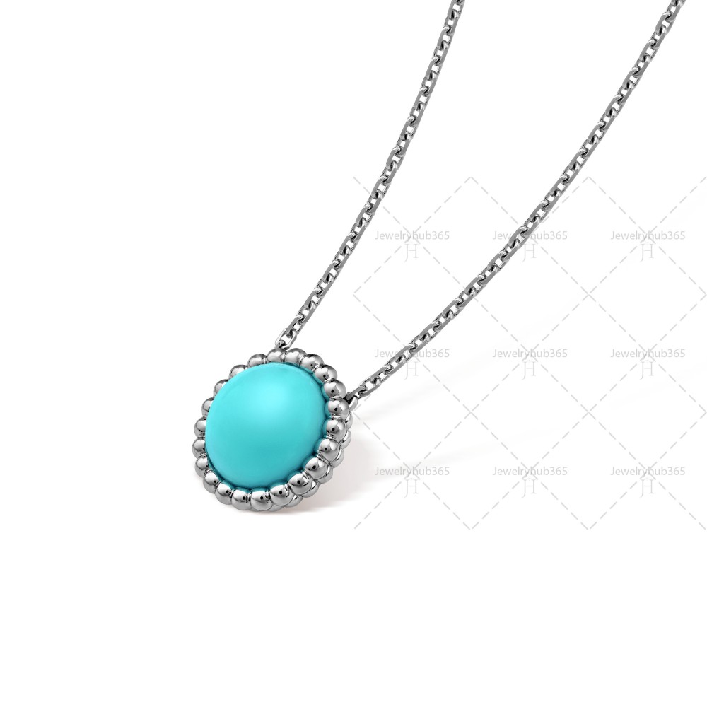 Perlée clovers pendant Turquoise White gold