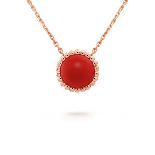 Perlée clovers pendant Carnelian Rose gold