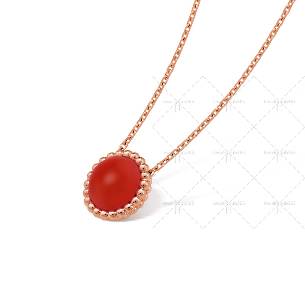 Perlée clovers pendant Carnelian Rose gold