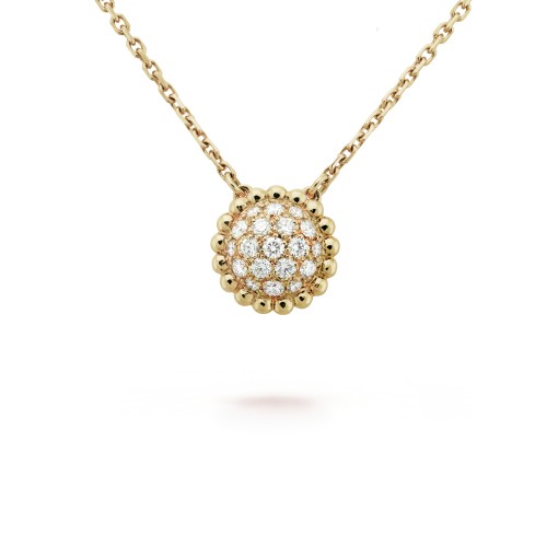 Perlée clovers diamonds pendant  19-Diamond Yellow gold