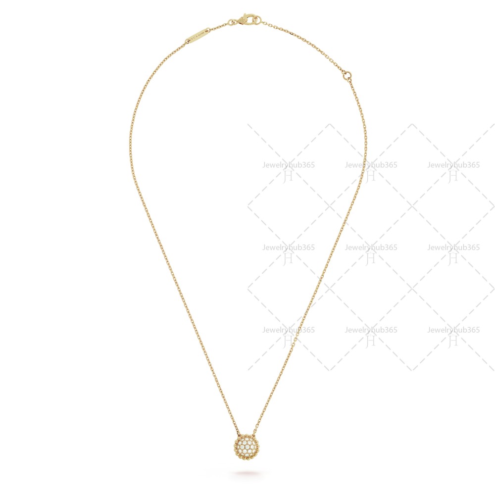 Perlée clovers diamonds pendant  19-Diamond Yellow gold