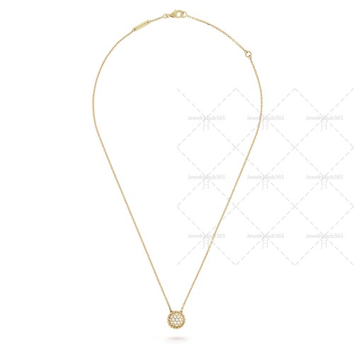 Perlée clovers diamonds pendant  19-Diamond Yellow gold