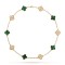 Vintage Alhambra necklace 10 motifs 60-Diamond Malachite Yellow gold