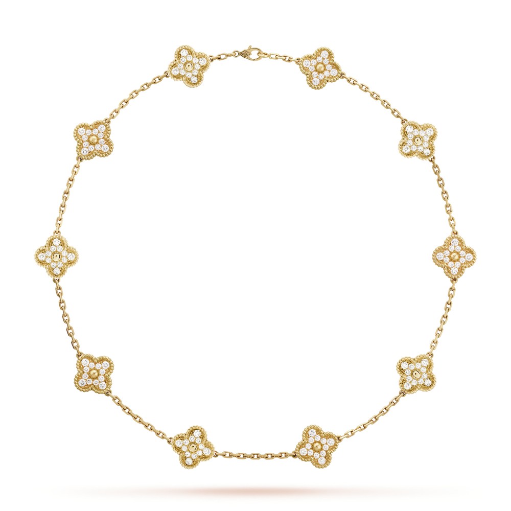 Vintage Alhambra necklace 10 motifs 120-Diamond Yellow gold