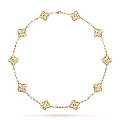 Vintage Alhambra necklace 10 motifs 120-Diamond Yellow gold