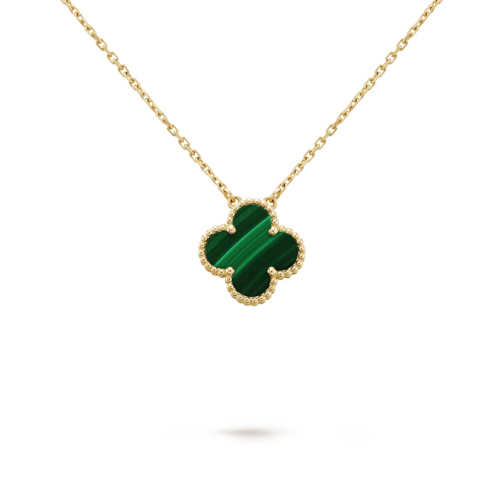 Vintage Alhambra pendant Malachite Yellow-gold One-flower