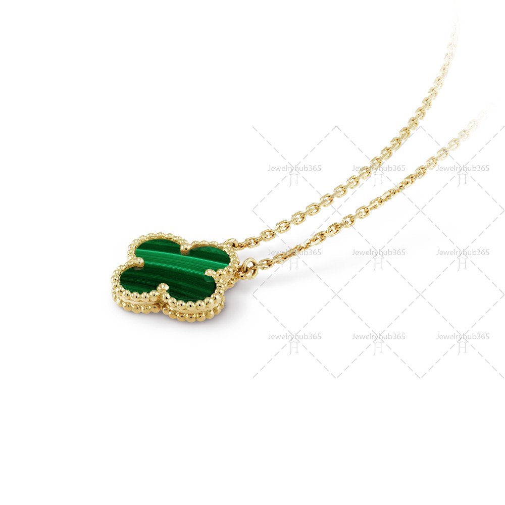 Vintage Alhambra pendant Malachite Yellow-gold One-flower