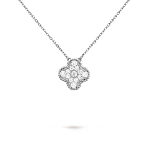 Vintage Alhambra pendant White gold One flower with Diamonds