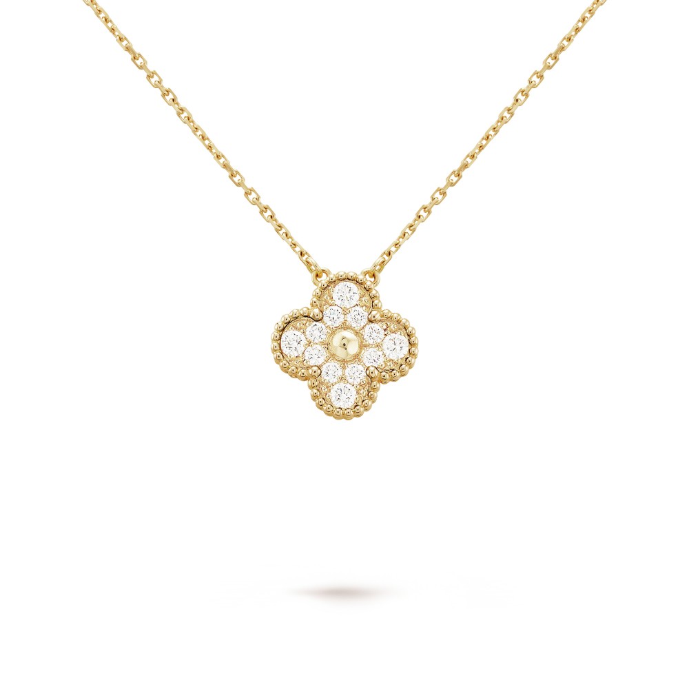 Vintage Alhambra pendant Yellow gold One flower with Diamonds