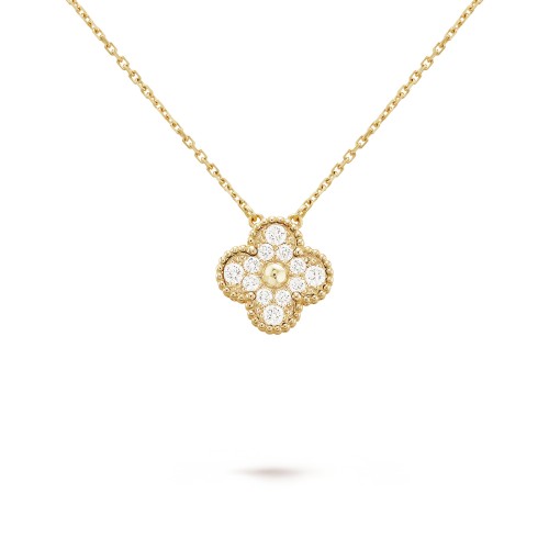 Vintage Alhambra pendant Yellow gold One flower with Diamonds