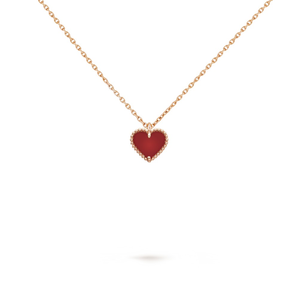 Sweet Alhambra heart pendant Carnelian Rose-gold One-flower