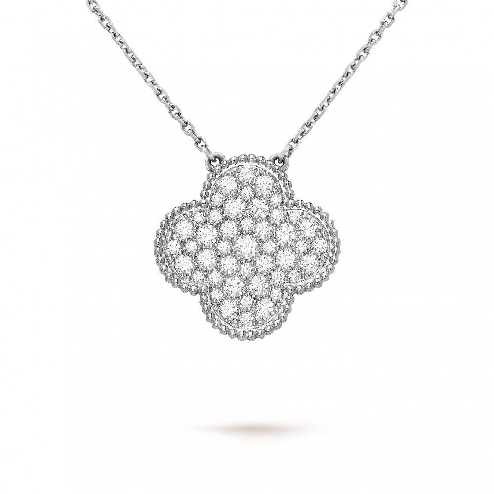 Magic Alhambra pendant Very large 45 Diamonds White gold