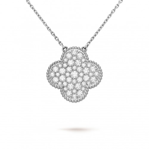 Magic Alhambra pendant Very large 45 Diamonds White gold