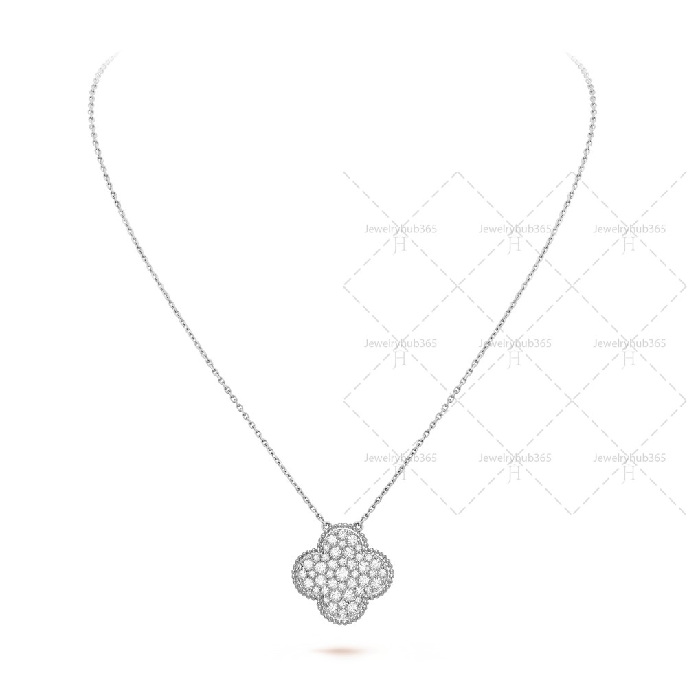 Magic Alhambra pendant Very large 45 Diamonds White gold