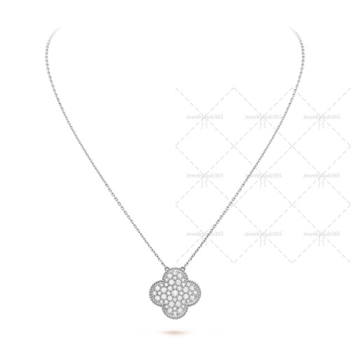 Magic Alhambra pendant Very large 45 Diamonds White gold