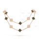 Vintage Alhambra long necklace 20 motifs Mother-of-pearl Diamond Rose gold