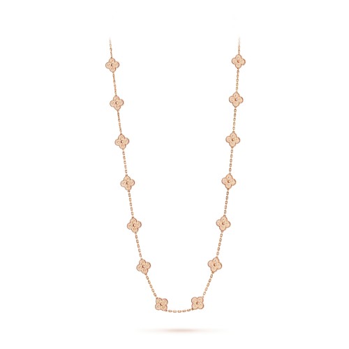 Vintage Alhambra long necklace 20 motifs Rose gold