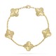 Vintage Alhambra guilloché  bracelet 5 motifs Yellow gold