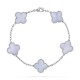 Vintage Alhambra bracelet 5 motifs Chalcedony White gold