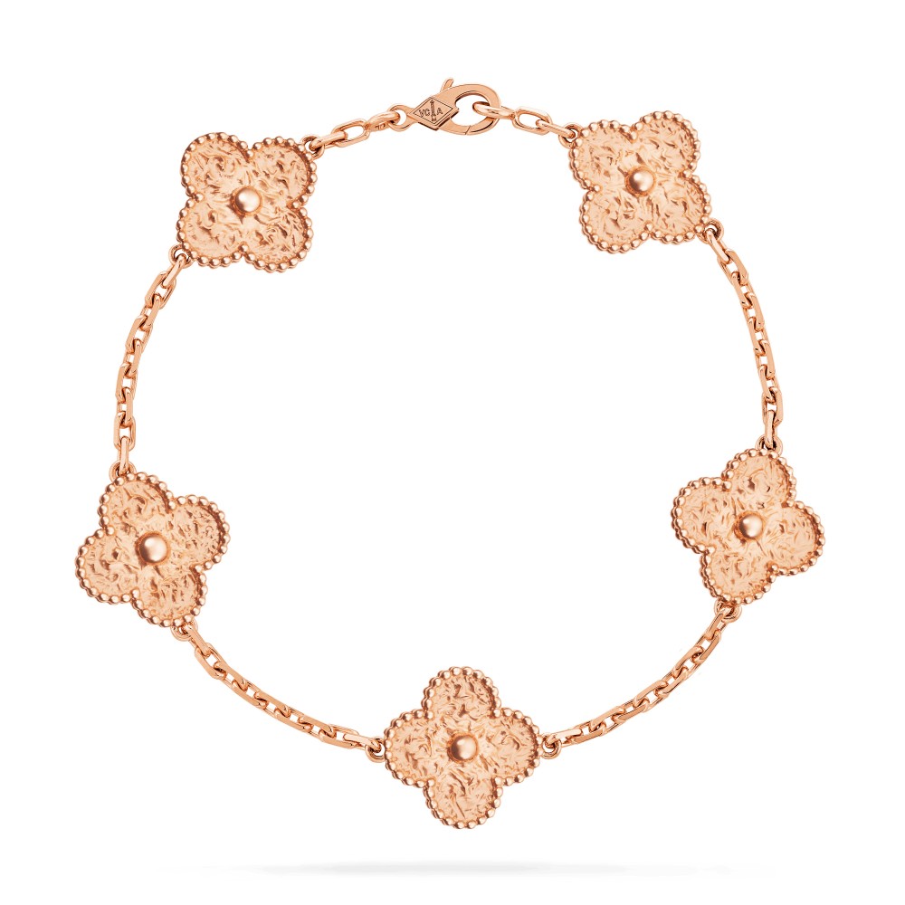 Vintage Alhambra bracelet 5 motifs Rose gold