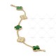 Vintage Alhambra bracelet 5 motifs 24-Diamond Malachite Yellow gold