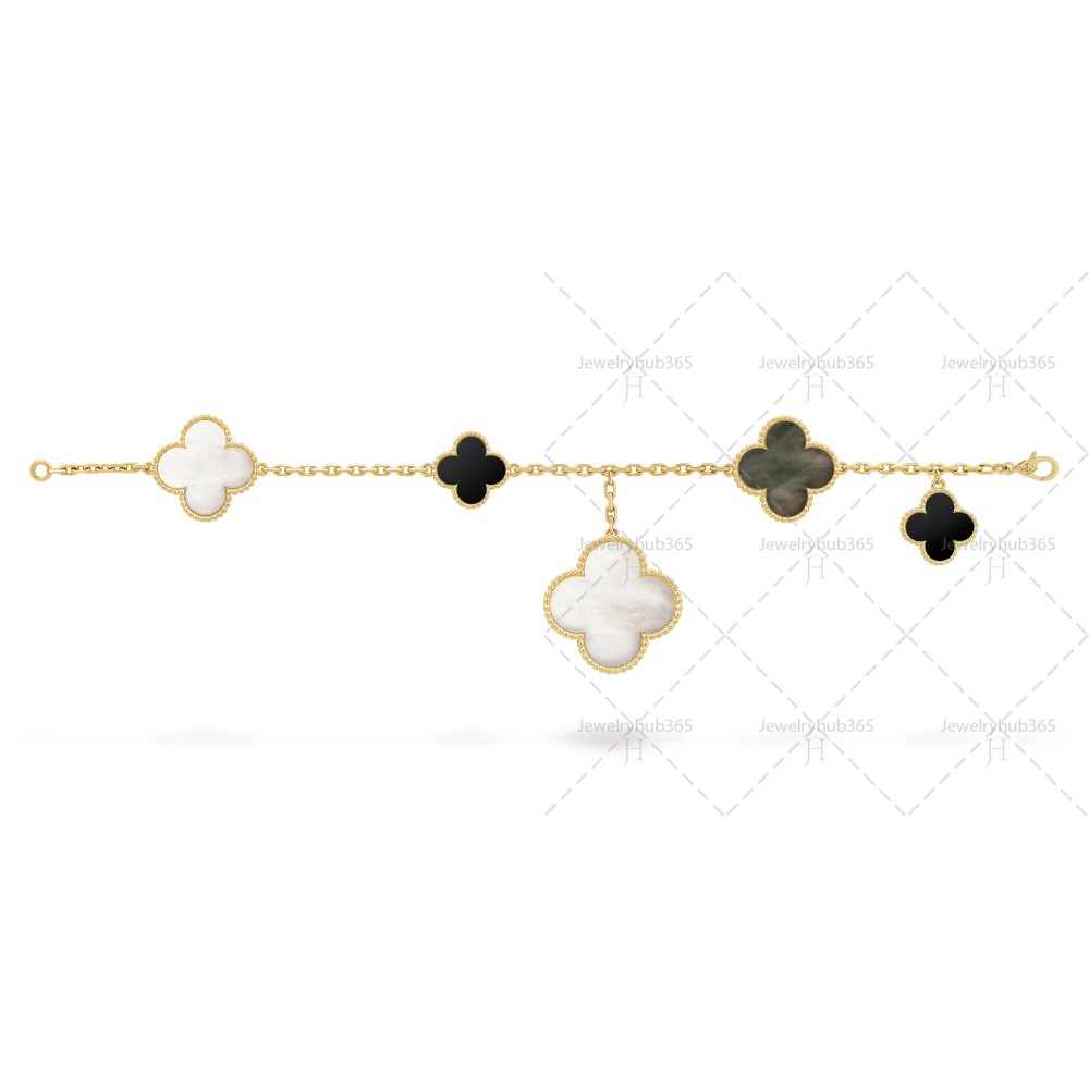 Magic Alhambra bracelet 5 motifs Mother-of-pearl Yellow gold