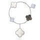 Magic Alhambra bracelet 5 motifs Chalcedony Mother-of-pearl White gold